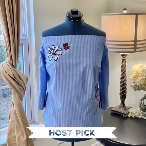 ELOQUII Off Shoulder Cotton Top Size 20 - Picture 2 of 8